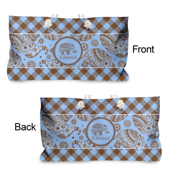 Gingham & Elephants Large Rope Tote - From & Back View