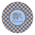 Gingham & Elephants Round Decal (Personalized)