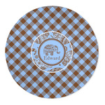 Gingham & Elephants 5' Round Indoor Area Rug (Personalized)