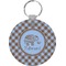 Gingham & Elephants Round Plastic Keychain (Personalized)