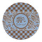 Gingham & Elephants Round Linen Placemats - FRONT (Double Sided)