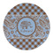 Gingham & Elephants Round Linen Placemats - FRONT (Single Sided)