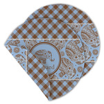 Gingham & Elephants Round Linen Placemat - Double Sided - Set of 4 (Personalized)