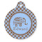 Gingham & Elephants Round Pet ID Tag - Large - Front