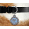 Gingham & Elephants Round Pet Tag on Collar & Dog
