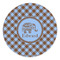 Gingham & Elephants Round Stone Trivet - Front View