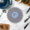 Gingham & Elephants Round Stone Trivet - In Context View