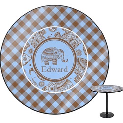 Gingham & Elephants Round Table - 24" (Personalized)