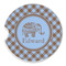 Gingham & Elephants Sandstone Car Coaster - Single (Personalized)