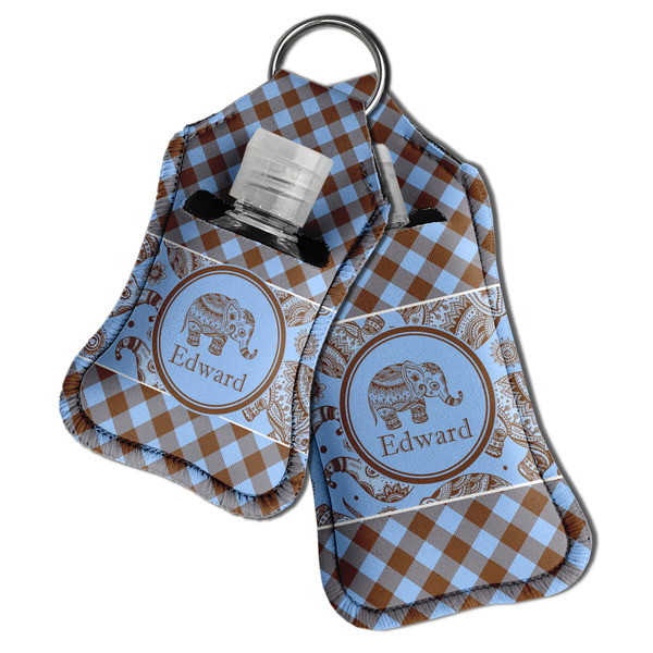 Gingham & Elephants Sanitizer Holder Keychain - Both in Case (PARENT)