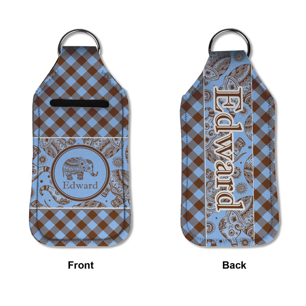 Gingham & Elephants Sanitizer Holder Keychain - Large APPROVAL (Flat)