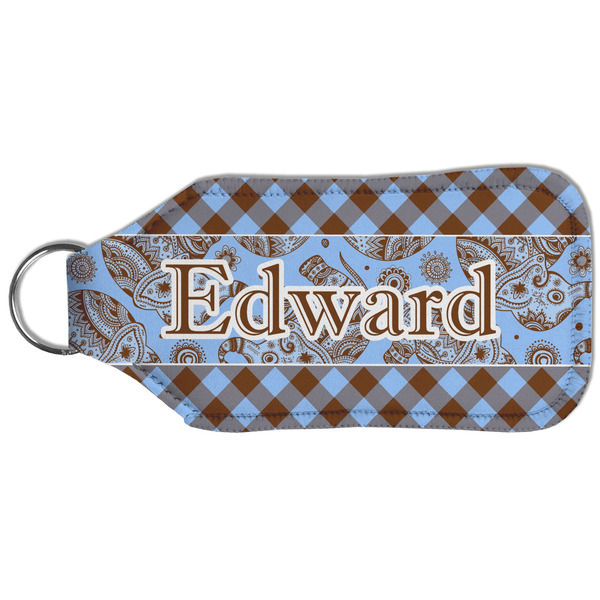 Gingham & Elephants Sanitizer Holder Keychain - Large (Back)