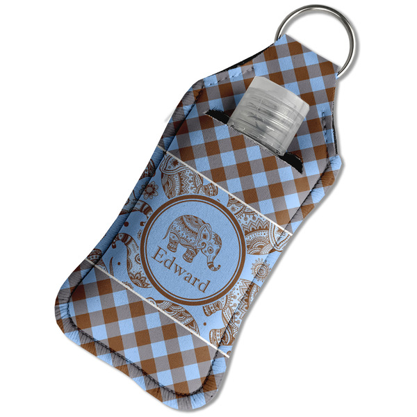 Gingham & Elephants Sanitizer Holder Keychain - Large in Case