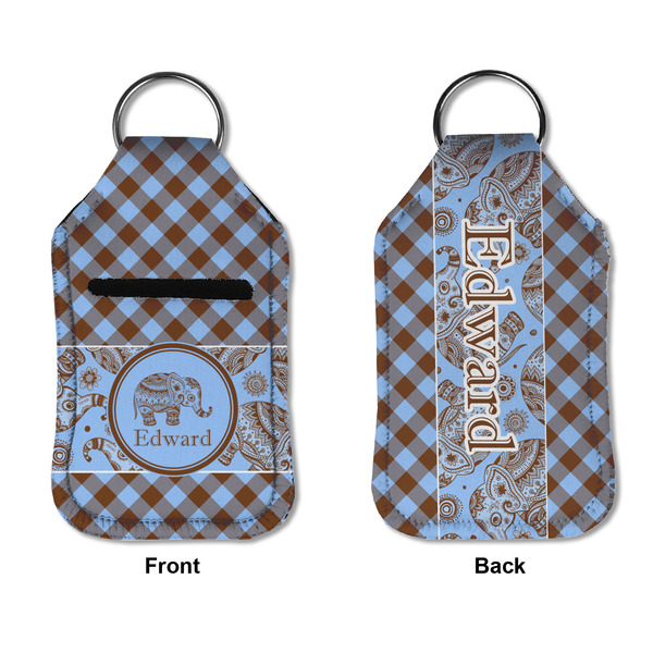 Gingham & Elephants Sanitizer Holder Keychain - Small APPROVAL (Flat)