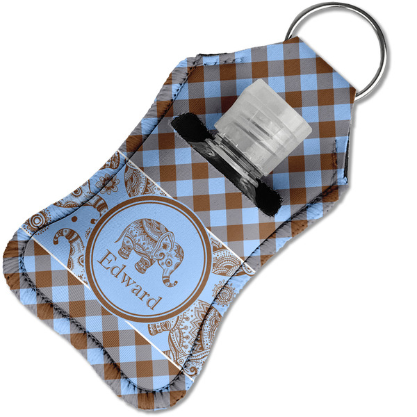 Gingham & Elephants Sanitizer Holder Keychain - Small in Case