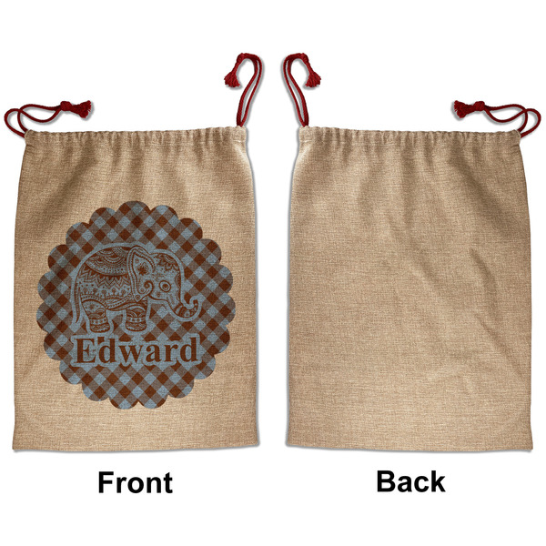 Gingham & Elephants Santa Bag - Approval - Front