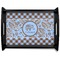 Gingham & Elephants Black Wooden Tray - Large (Personalized)