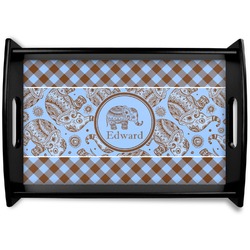 Gingham & Elephants Wooden Tray (Personalized)