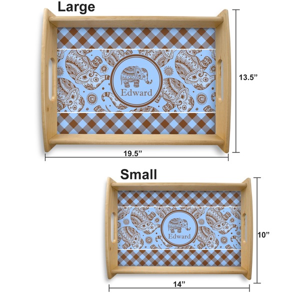 Gingham & Elephants Serving Tray Wood Sizes