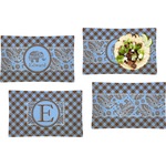 Gingham & Elephants Set of 4 Glass Rectangular Lunch / Dinner Plate (Personalized)