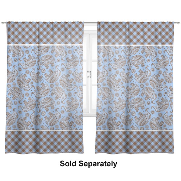 Gingham & Elephants Sheer Curtains