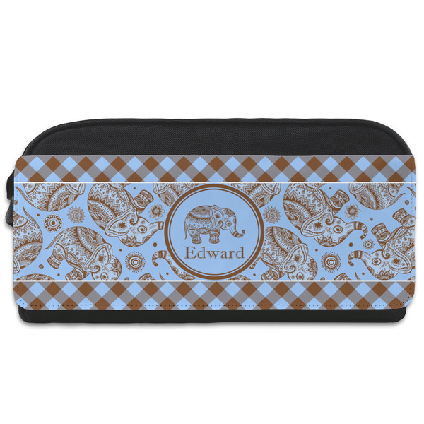 Custom Gingham & Elephants Shoe Bag (Personalized)