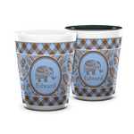 Gingham & Elephants Ceramic Shot Glass - 1.5 oz (Personalized)