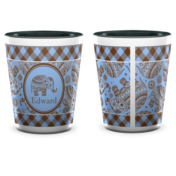 Gingham & Elephants Shot Glass - Two Tone - APPROVAL