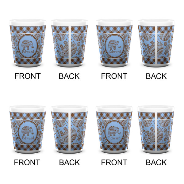 Gingham & Elephants Shot Glass - White - Set of 4 - APPROVAL