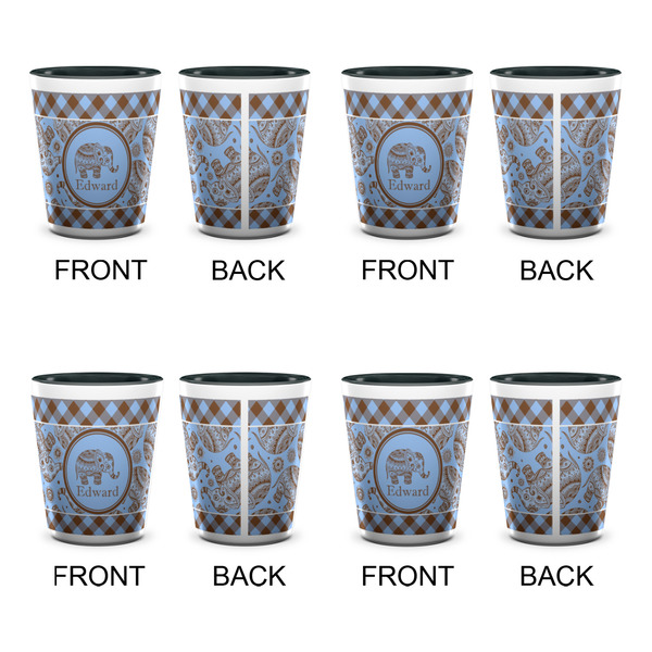 Gingham & Elephants Shot Glassess - Two Tone - Set of 4 - APPROVAL