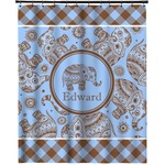 Gingham & Elephants Extra Long Shower Curtain - 70"x84" (Personalized)