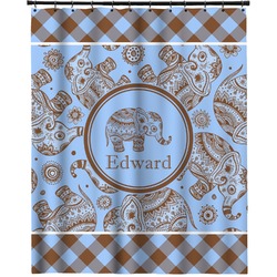 Gingham & Elephants Extra Long Shower Curtain - 70"x84" (Personalized)