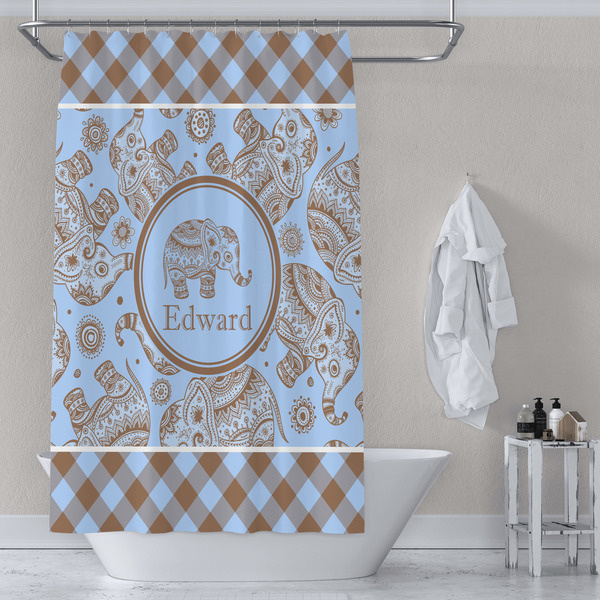 Gingham & Elephants Shower Curtain Lifestyle