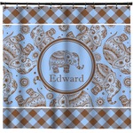 Gingham & Elephants Shower Curtain - Custom Size (Personalized)