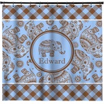 Gingham & Elephants Shower Curtain (Personalized)