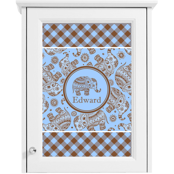 Gingham & Elephants Single White Cabinet Decal