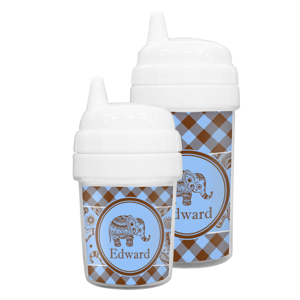 Gingham & Elephants Sippy Cups