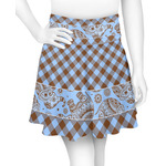 Gingham & Elephants Skater Skirt - Small