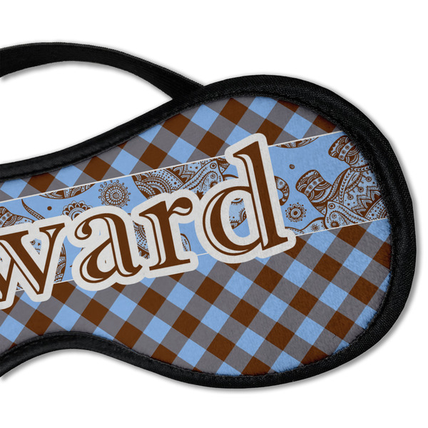 Gingham & Elephants Sleeping Eye Mask - DETAIL Large