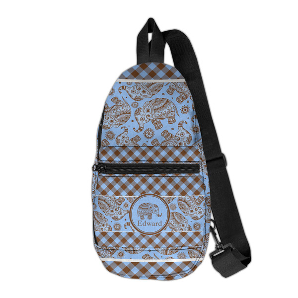 Custom Gingham & Elephants Sling Bag (Personalized)