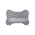 Gingham & Elephants Bone Shaped Dog Food Mat (Small) (Personalized)