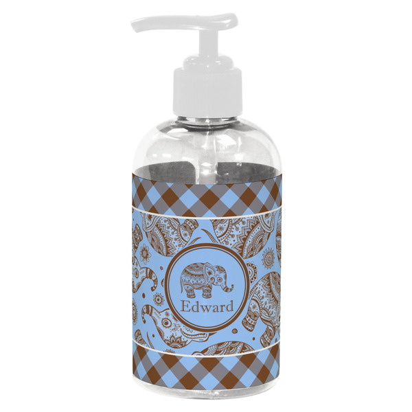 Gingham & Elephants Small Liquid Dispenser (8 oz) - White