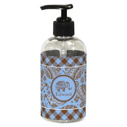 Gingham & Elephants Plastic Soap / Lotion Dispenser (8 oz - Small - Black) (Personalized)
