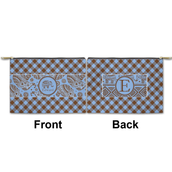 Gingham & Elephants Small Zipper Pouch Approval (Front and Back)