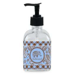Gingham & Elephants Glass Soap & Lotion Bottle - Single Bottle (Personalized)
