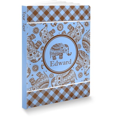Gingham & Elephants Softbound Notebook (Personalized)