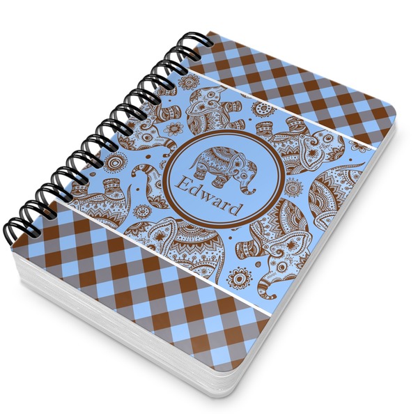 Gingham & Elephants Spiral Journal 5 x 7 - Main