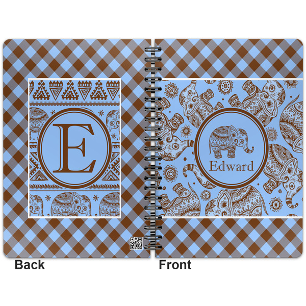 Gingham & Elephants Spiral Journal 7 x 10 - Apvl