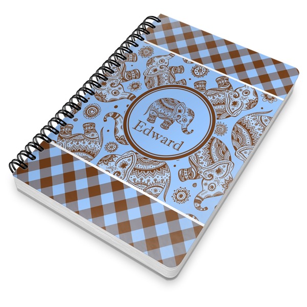 Gingham & Elephants Spiral Journal 7 x 10 - Main
