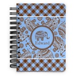 Gingham & Elephants Spiral Notebook - 5x7 w/ Name or Text